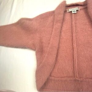 Nougat London Pink Angora Wool Knit Shrug Thick Cropped Cardigan Sweater 4 Soft